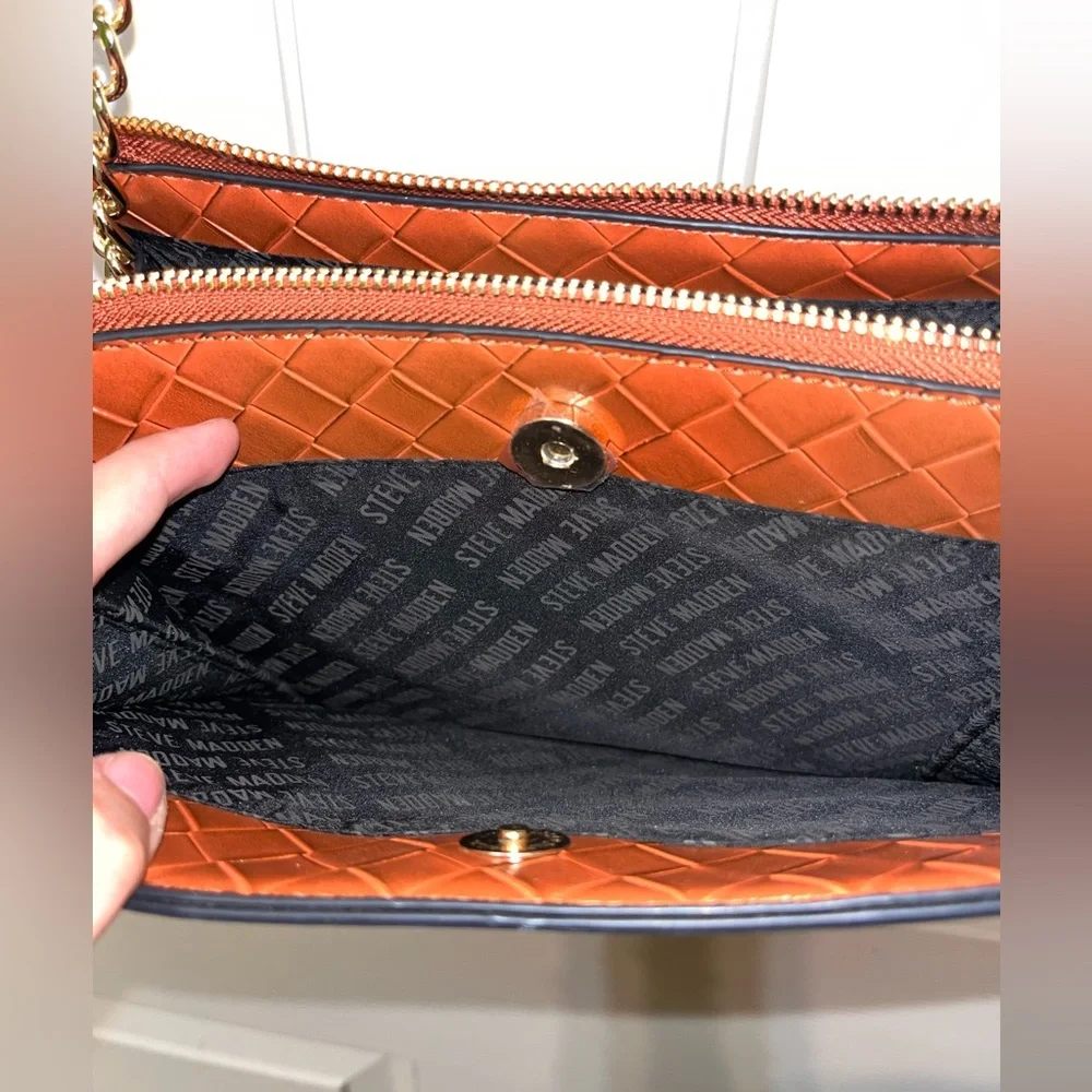 Steve Madden Tan Woven Crossbody Bag